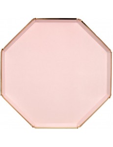 Pratos Octogonais Rosa Claro|26cm